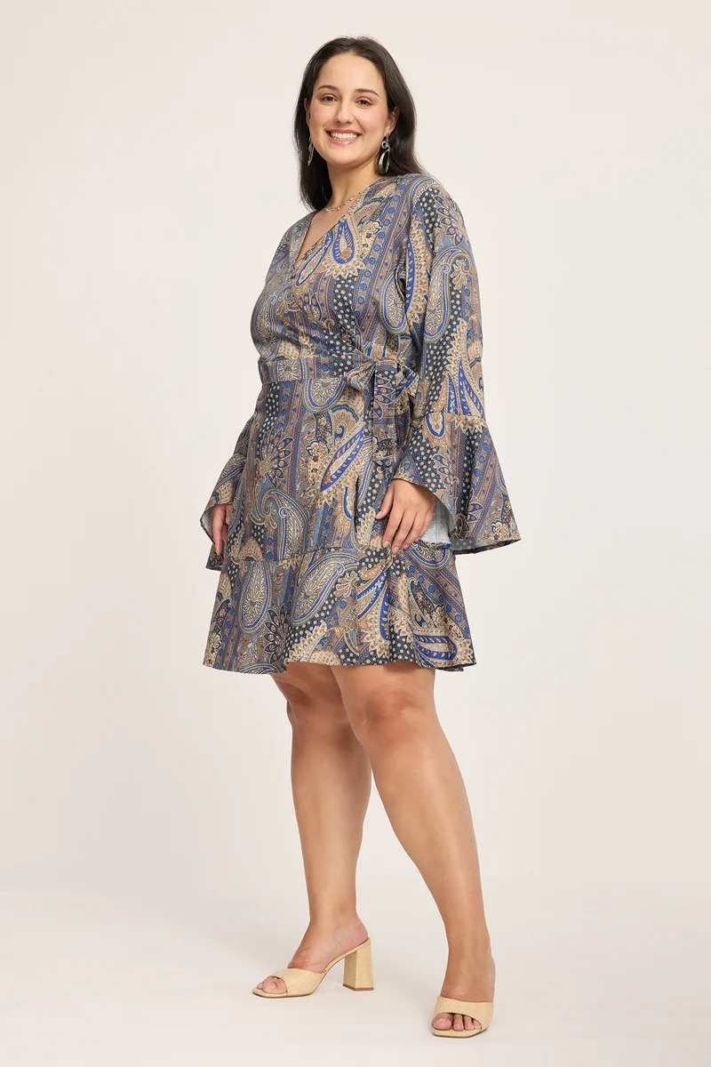 Violetta|100% Viscose Mini Wrap Dress