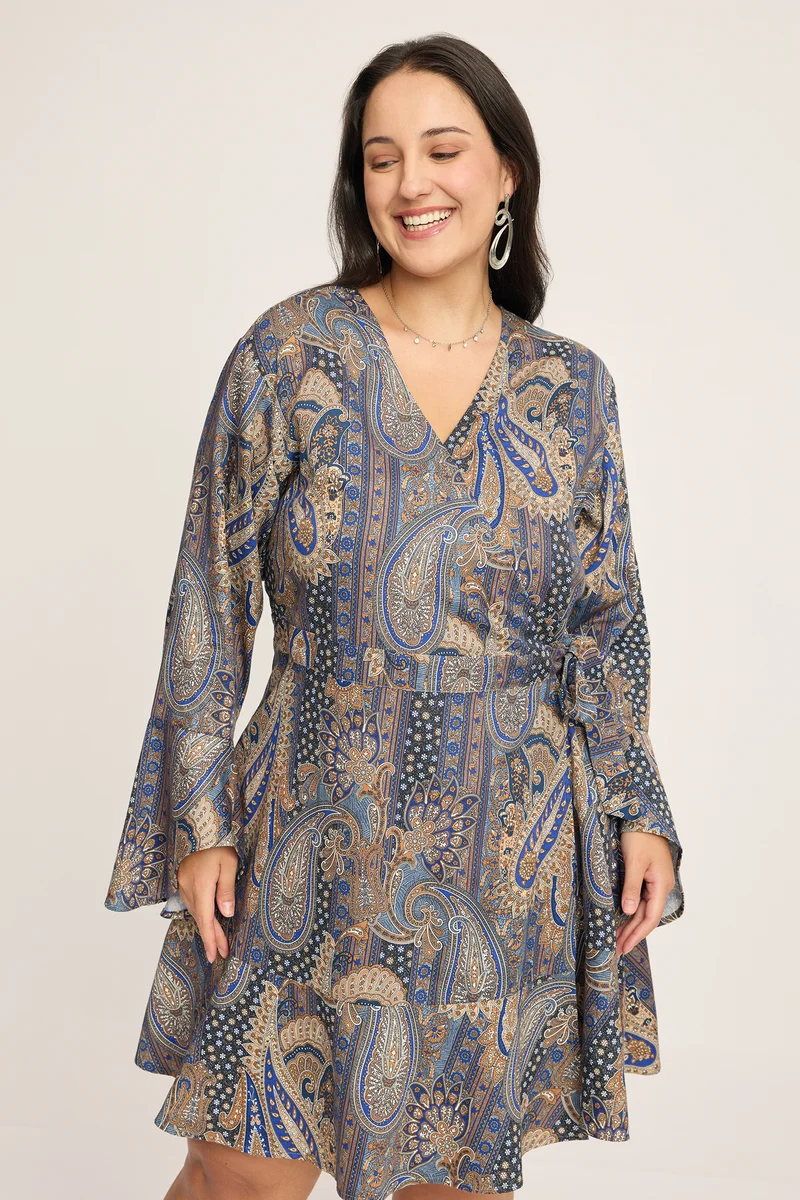 Violetta|100% Viscose Mini Wrap Dress