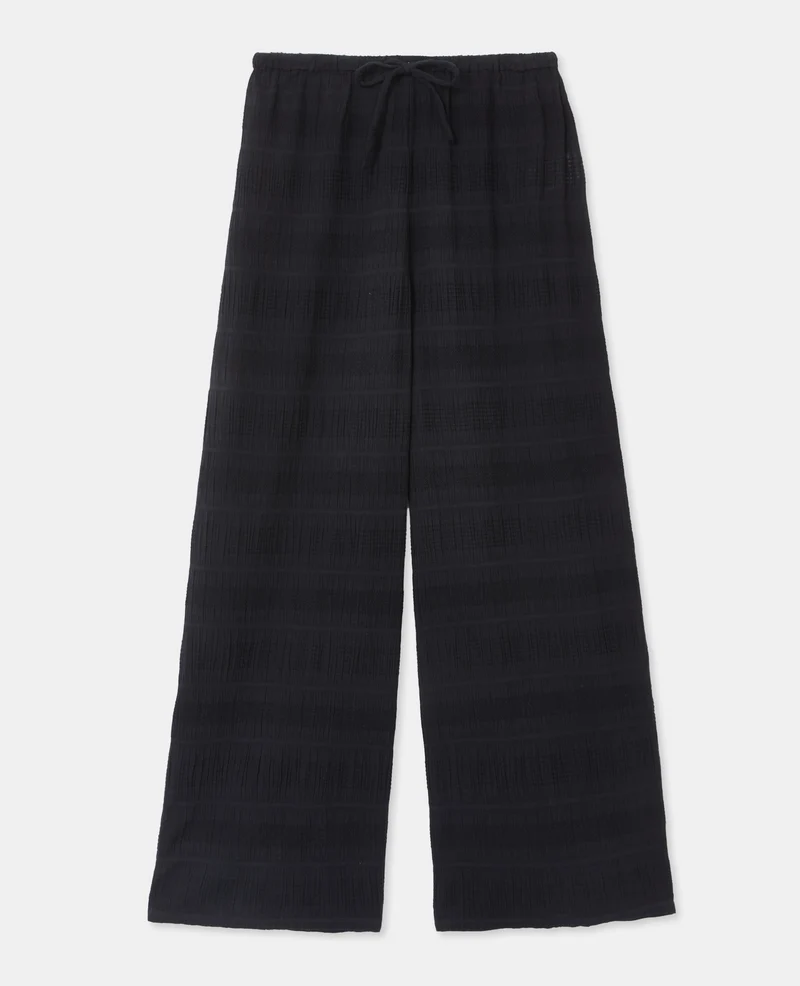Pantalon droit et ample en tissu texturé