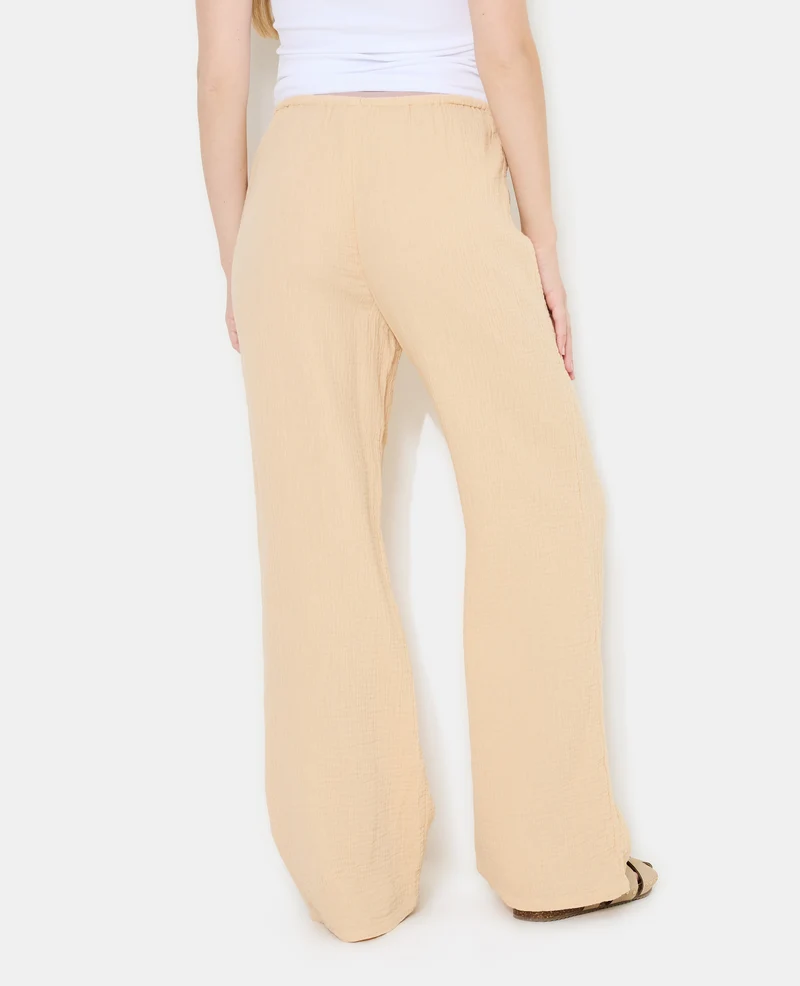 Pantalon en gaze de coton taille élastiquée
