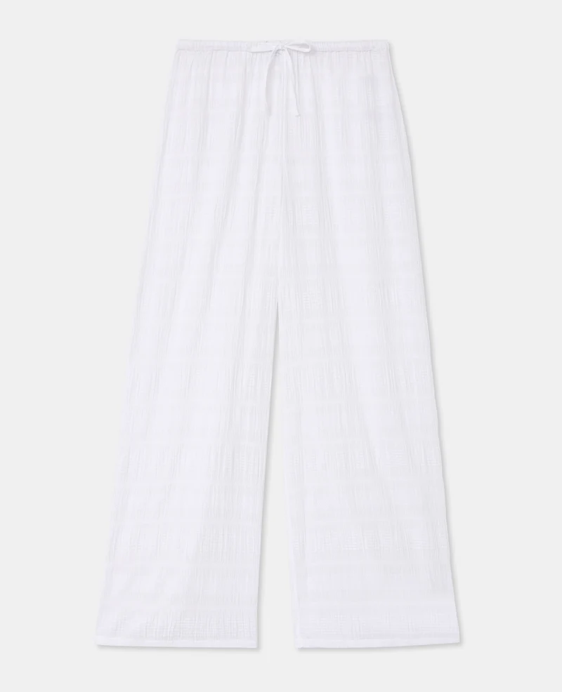 Pantalon droit et ample en tissu texturé