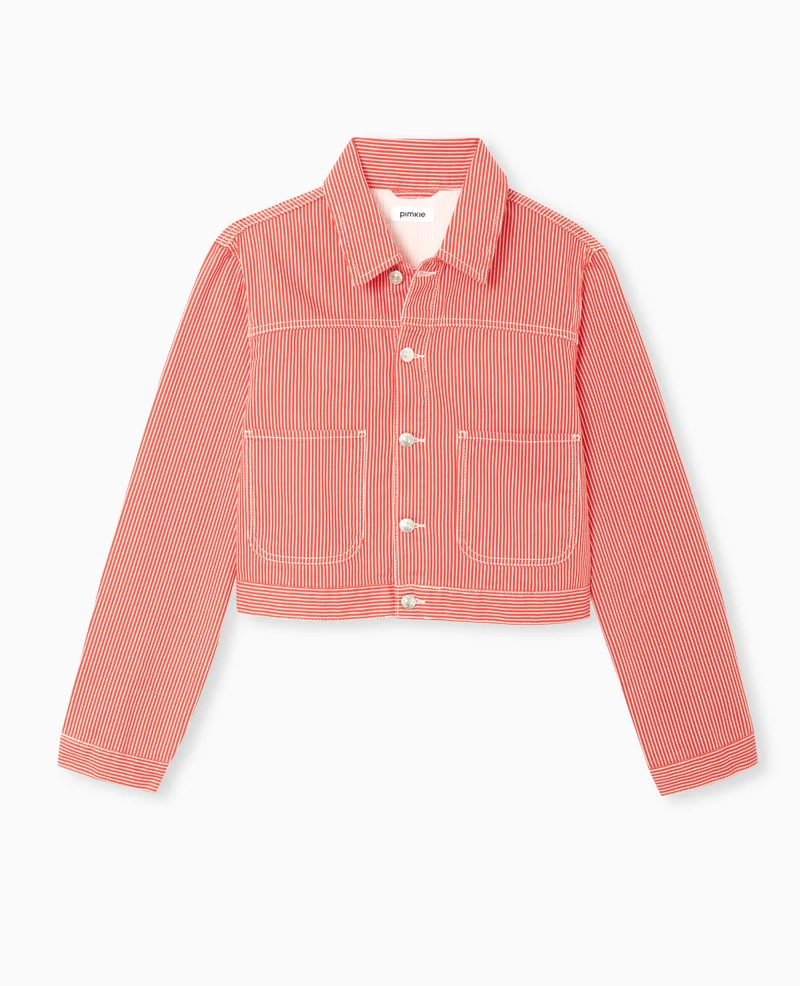 Veste courte en toile avec fines rayures