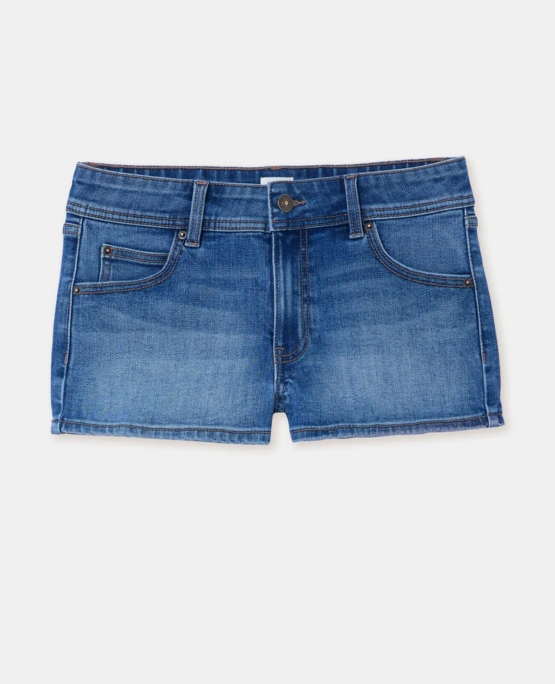 Micro-short en jean poches plaquées
