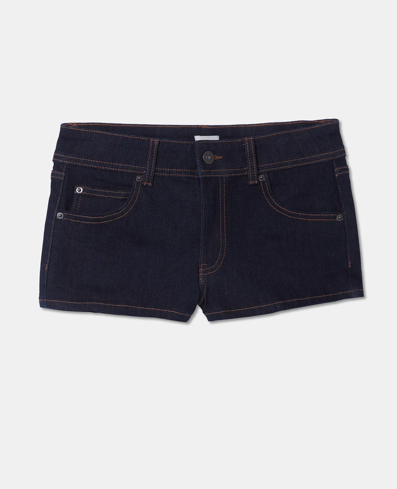 Micro-short en jean poches plaquées