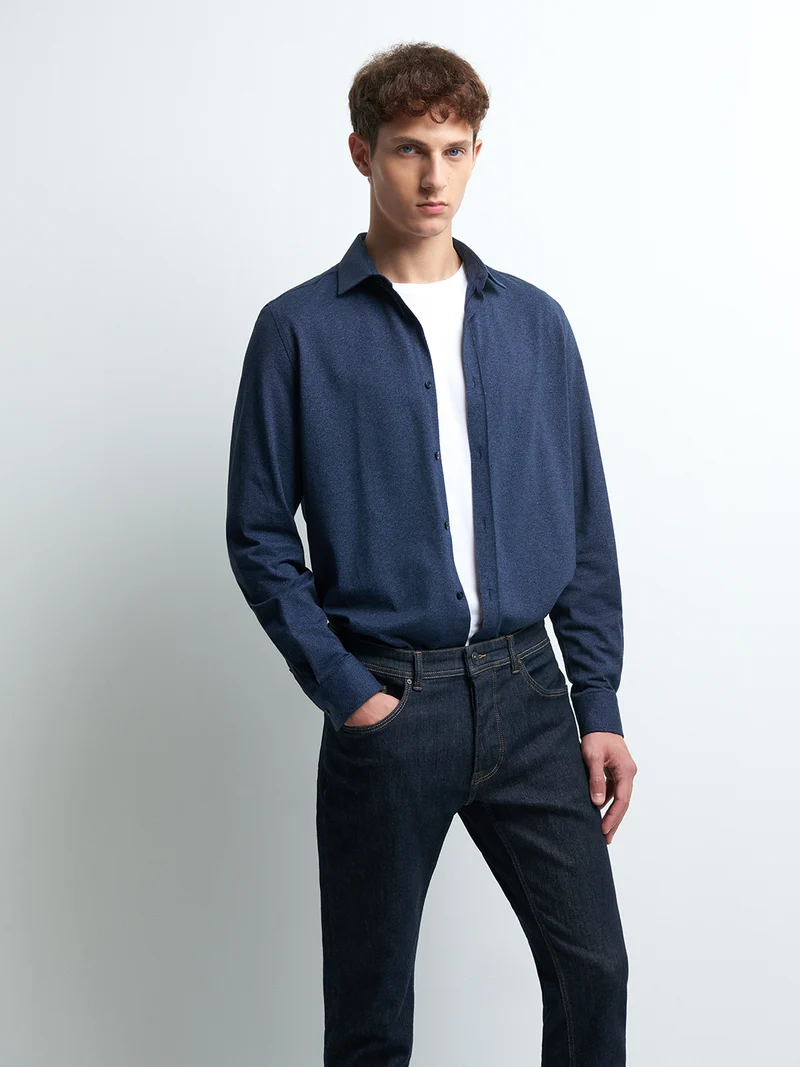 Chemise slim stretch faux uni