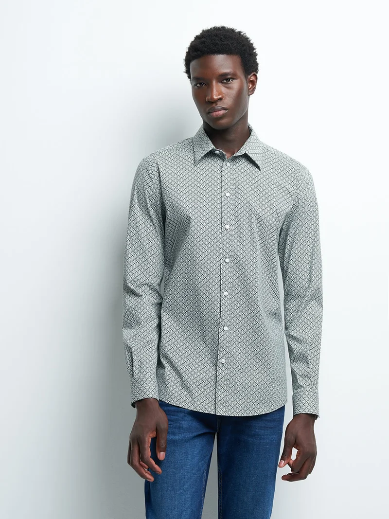 Chemise extra-slim stretch géométrique