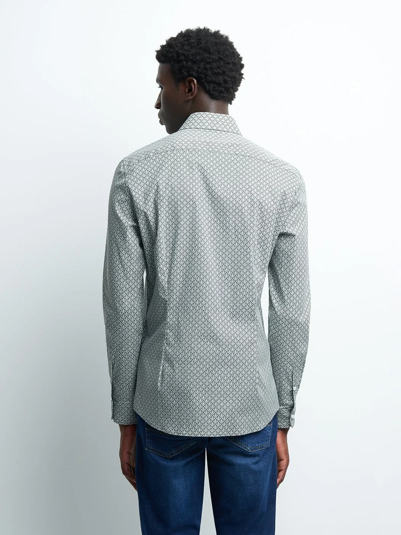 Chemise extra-slim stretch géométrique