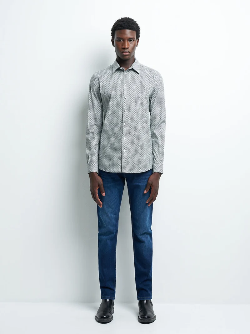 Chemise extra-slim stretch géométrique