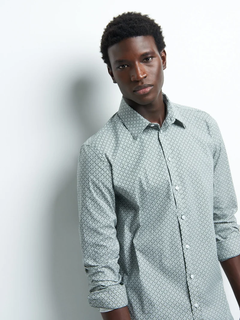 Chemise extra-slim stretch géométrique