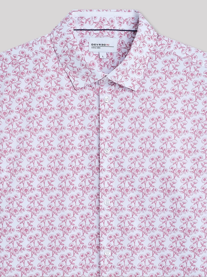 Chemise extra-slim stretch fleurie