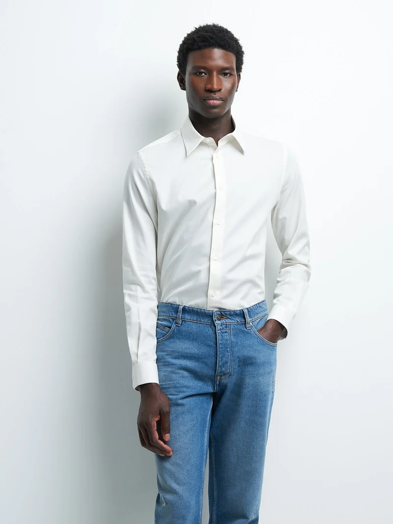 Chemise slim faux uni