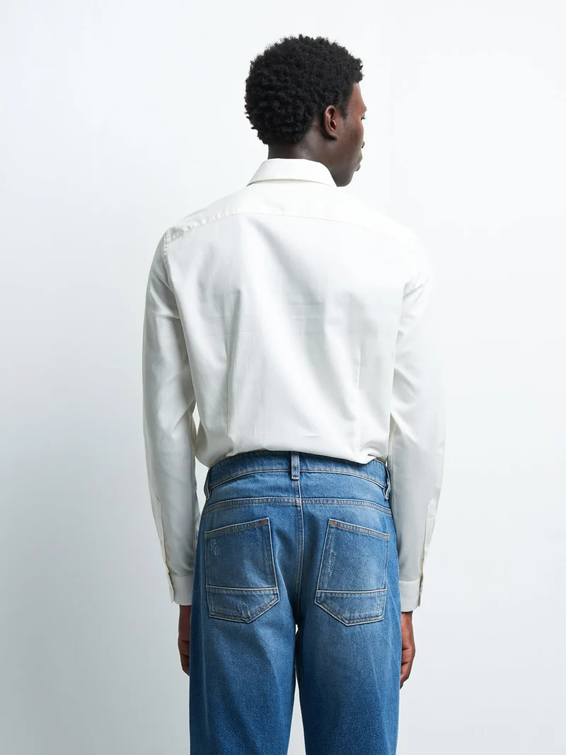 Chemise slim faux uni