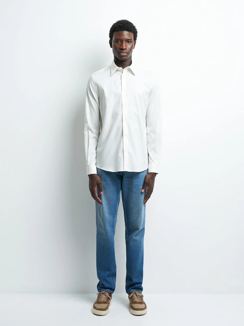 Chemise slim faux uni