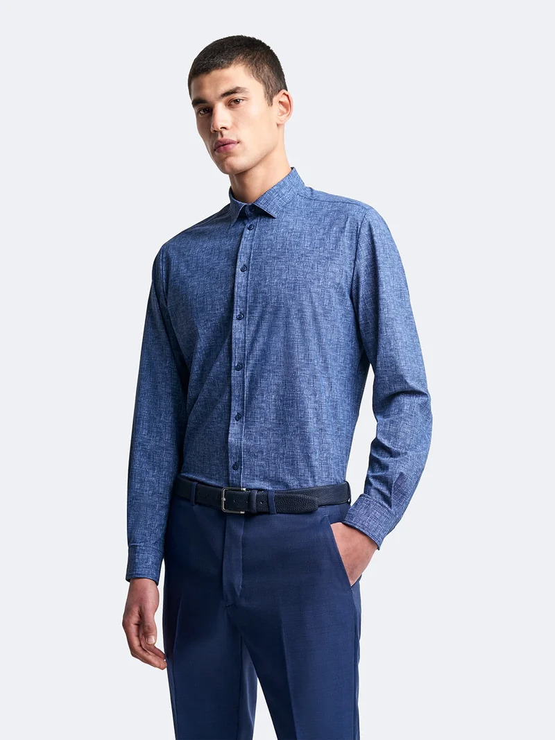 Chemise extra-slim stretch faux uni