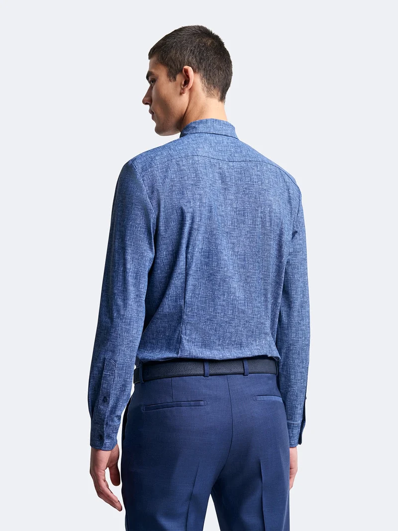 Chemise extra-slim stretch faux uni
