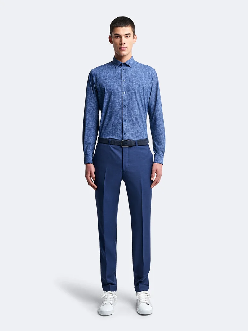 Chemise extra-slim stretch faux uni