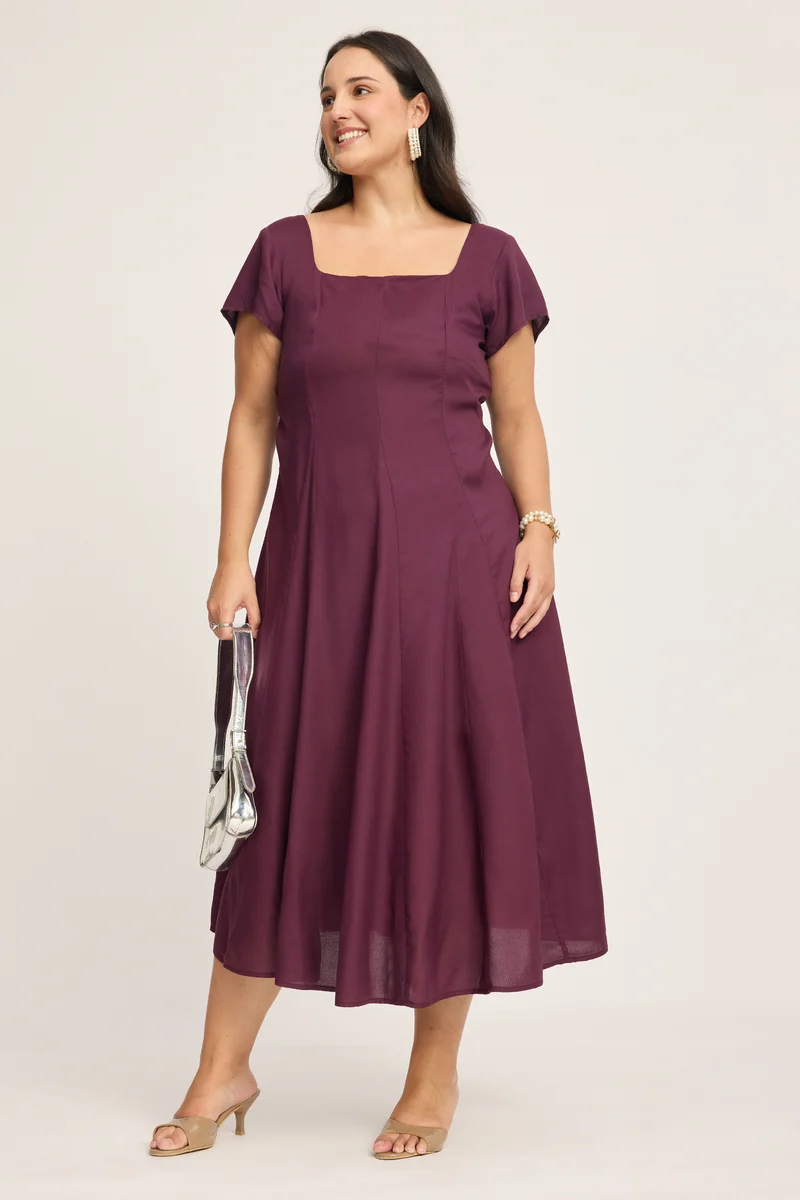 Zofia|100% Viscose Panelled Godet Dress