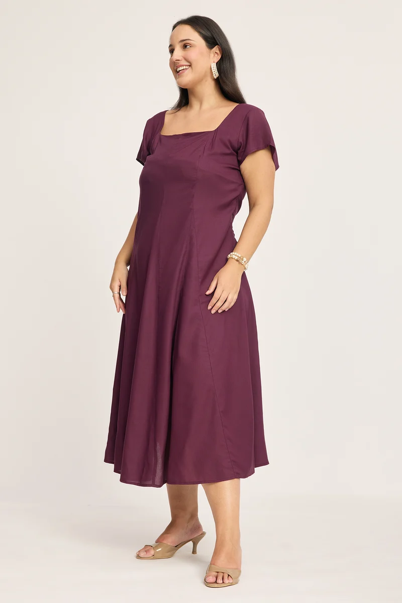 Zofia|100% Viscose Panelled Godet Dress