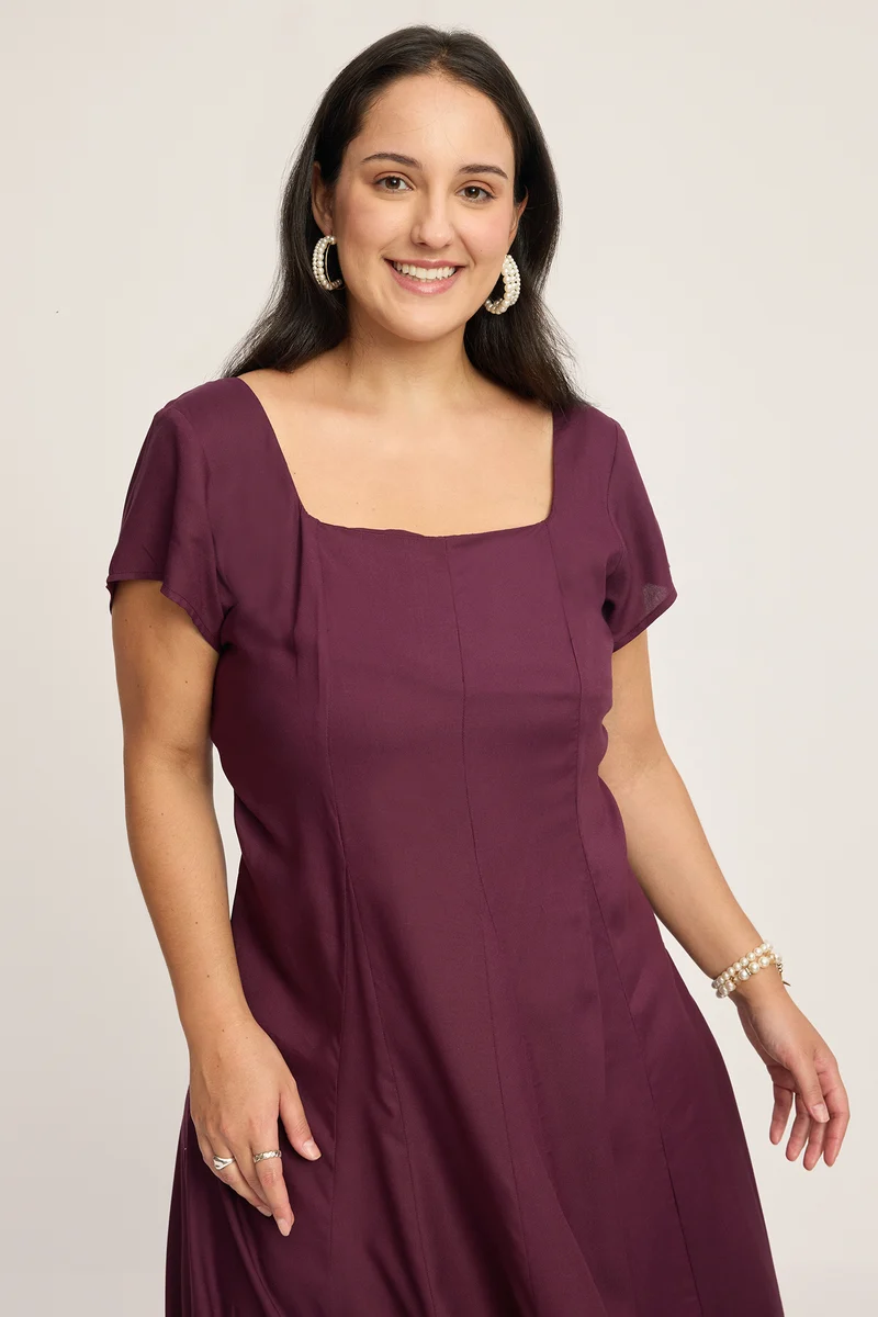 Zofia|100% Viscose Panelled Godet Dress