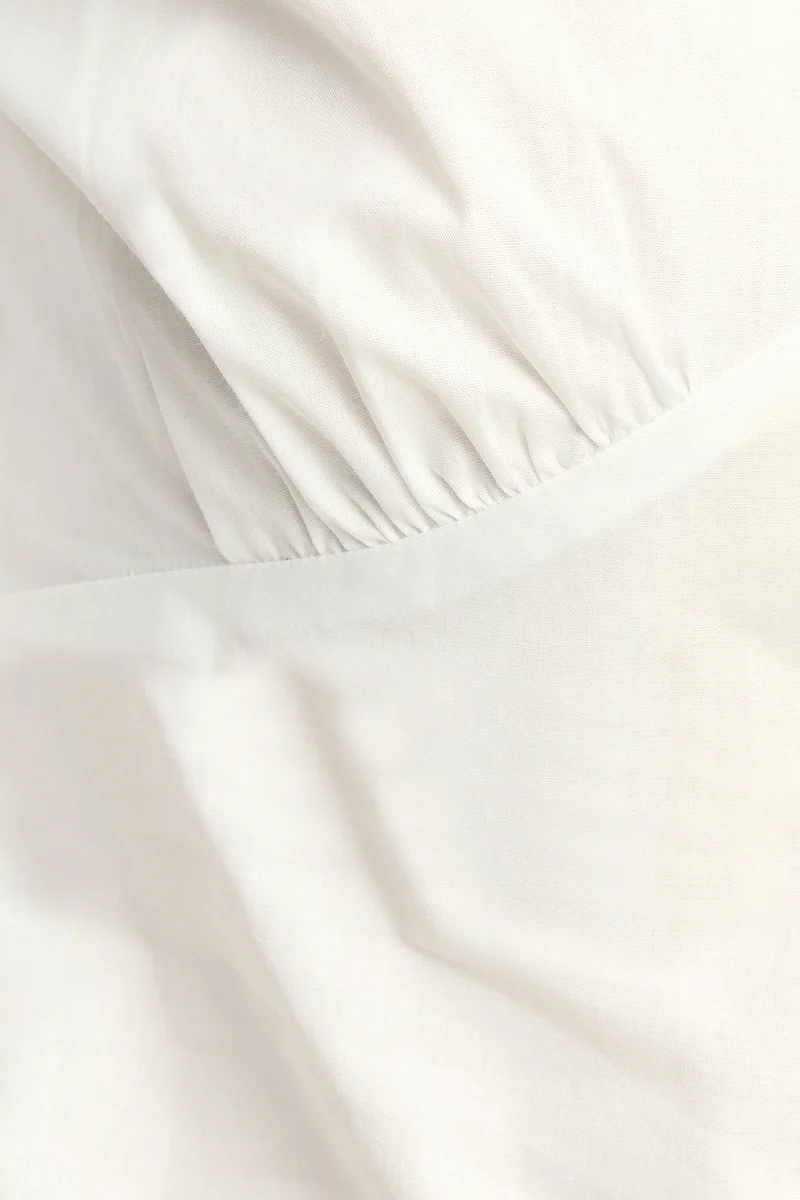 Hyungi|100% Cotton Side Ruched Shirt Mini Dress