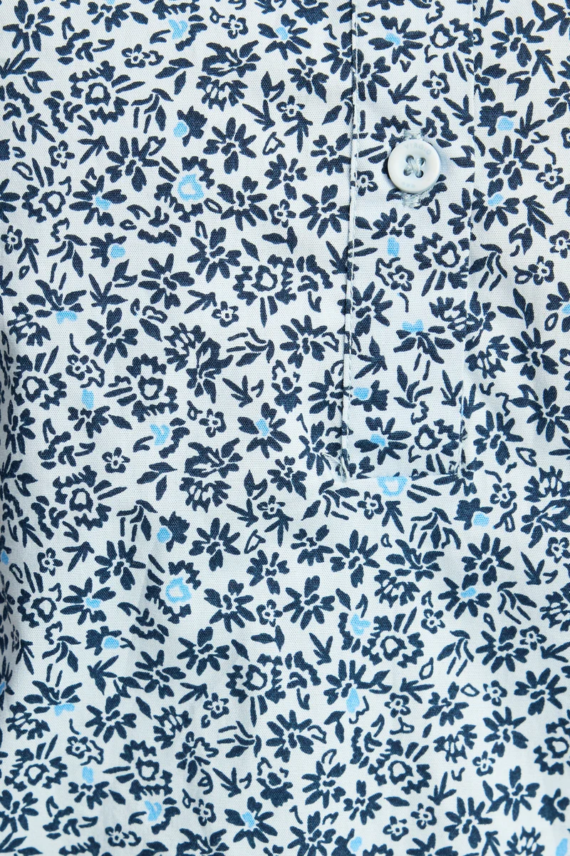 Jannik|100% Cotton Ruffled High Neck Printed Top