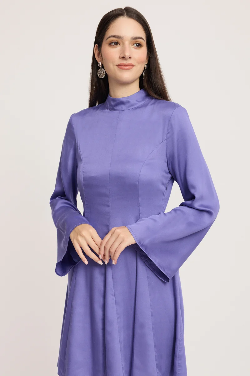 Tinley|100% Viscose High Neck Mini Dress
