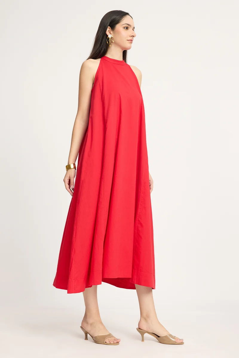 Jannae Top|100% Cotton Halter Neck Flared Dress