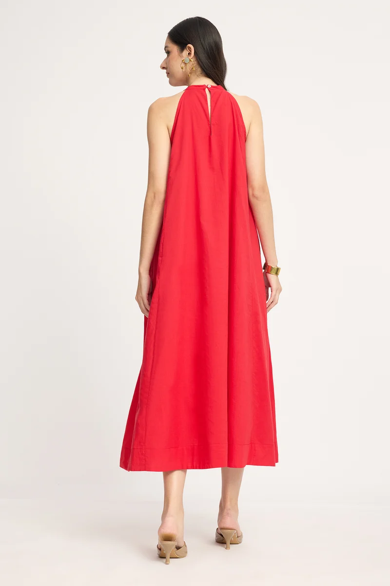 Jannae Top|100% Cotton Halter Neck Flared Dress