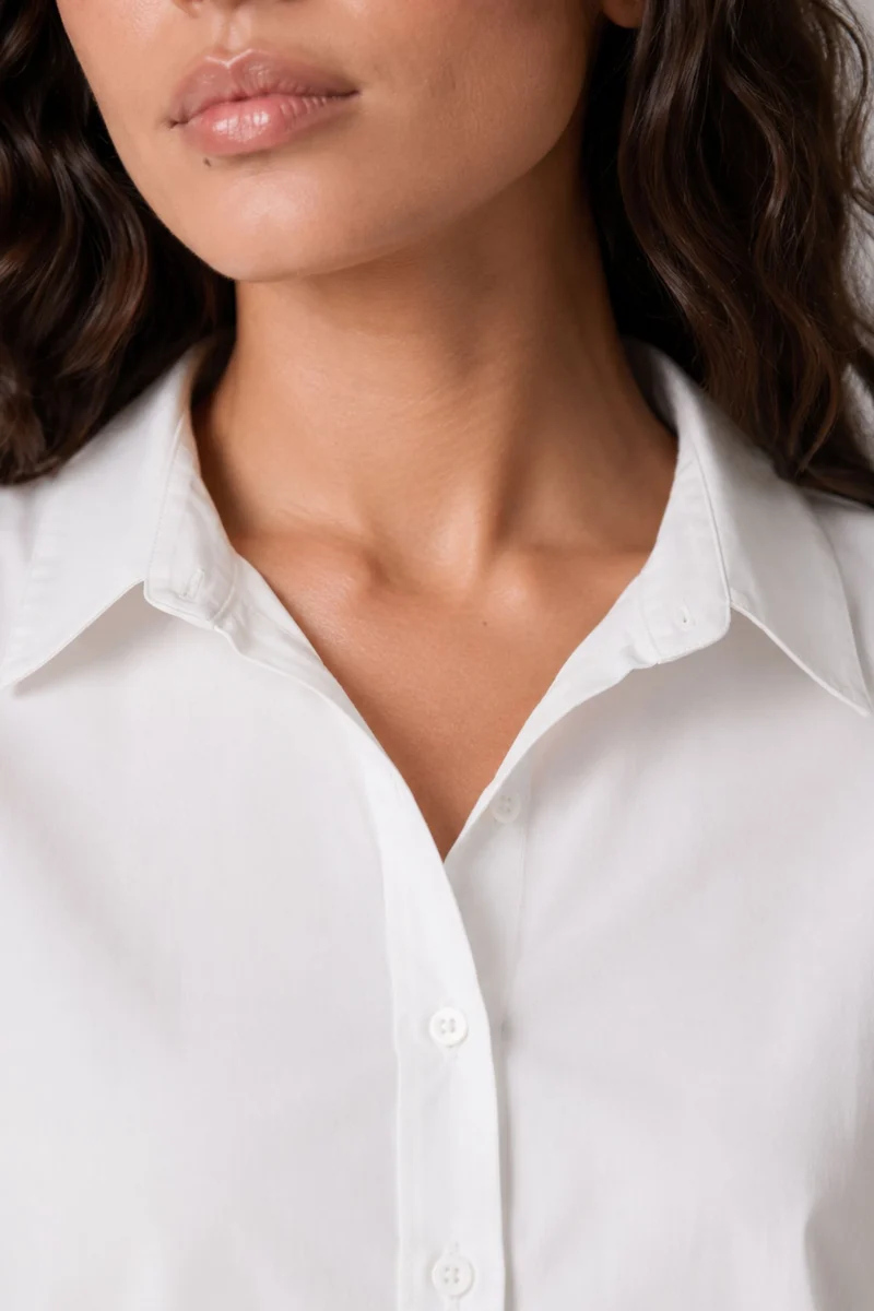 Zolata|100% Cotton Puff Sleeve Crop Shirt