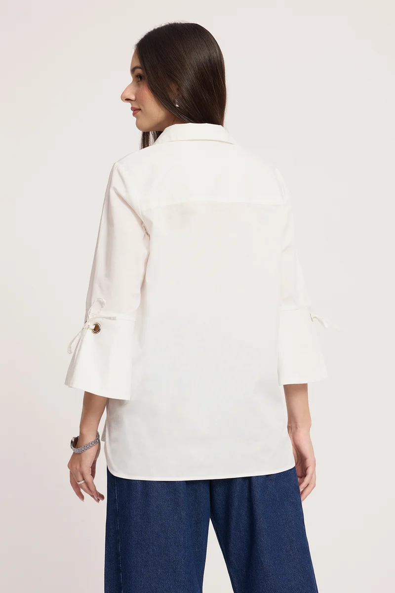 Makena|100% Cotton Sleeve Tie-Up Top