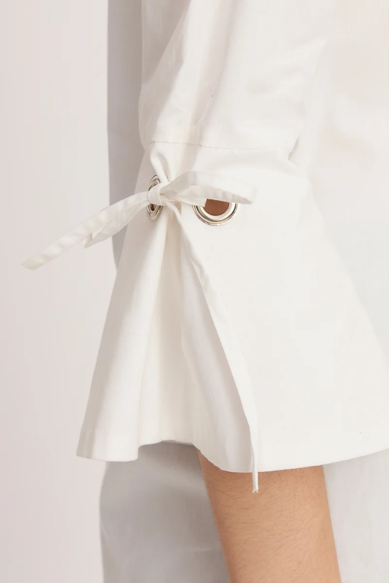 Makena|100% Cotton Sleeve Tie-Up Top