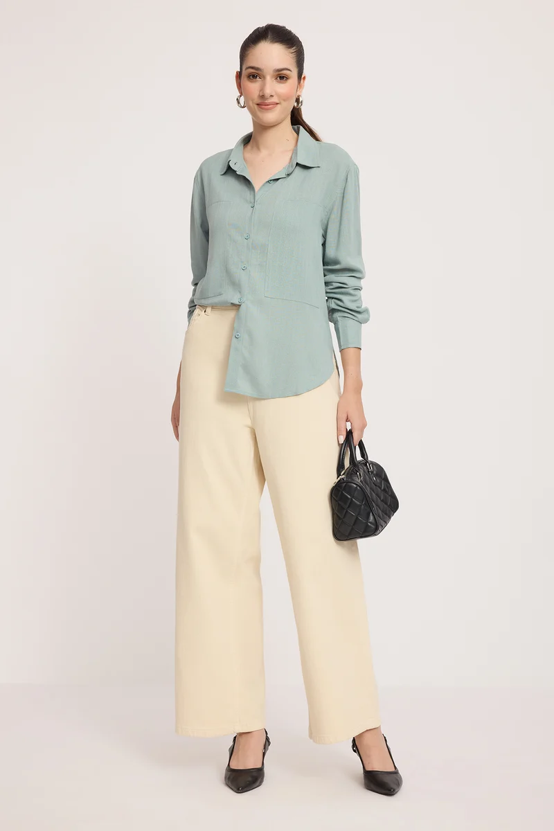 Farima|Relaxed Fit High-Low Hem Shirt