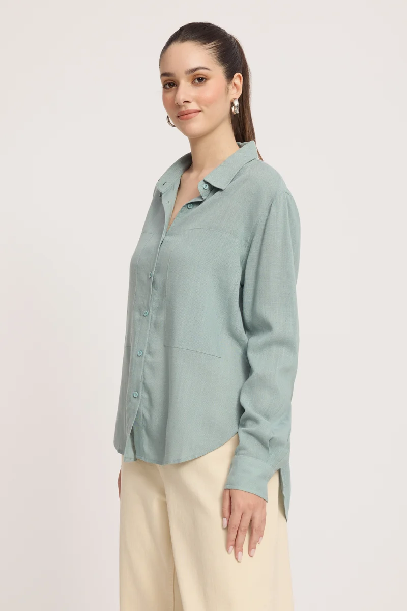 Farima|Relaxed Fit High-Low Hem Shirt