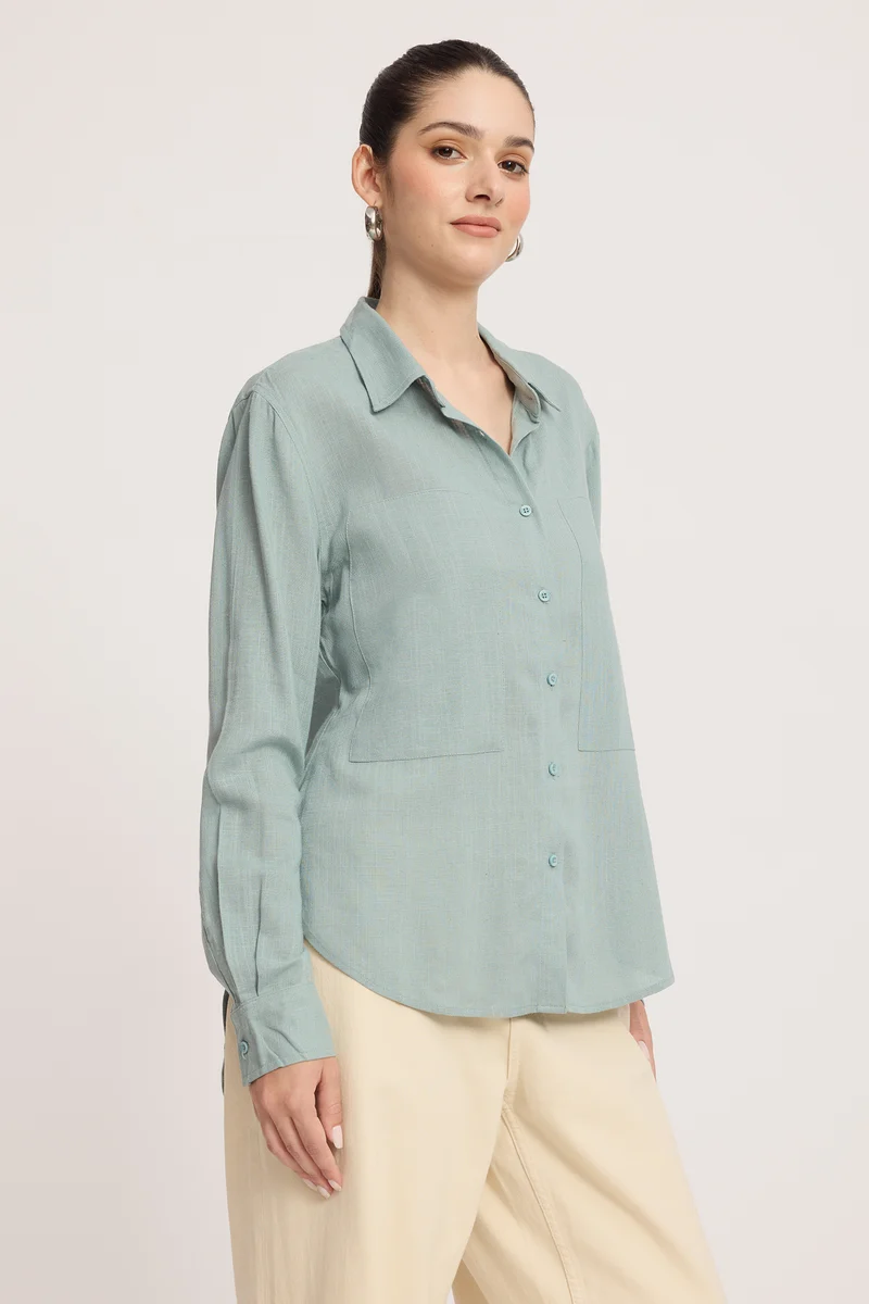 Farima|Relaxed Fit High-Low Hem Shirt