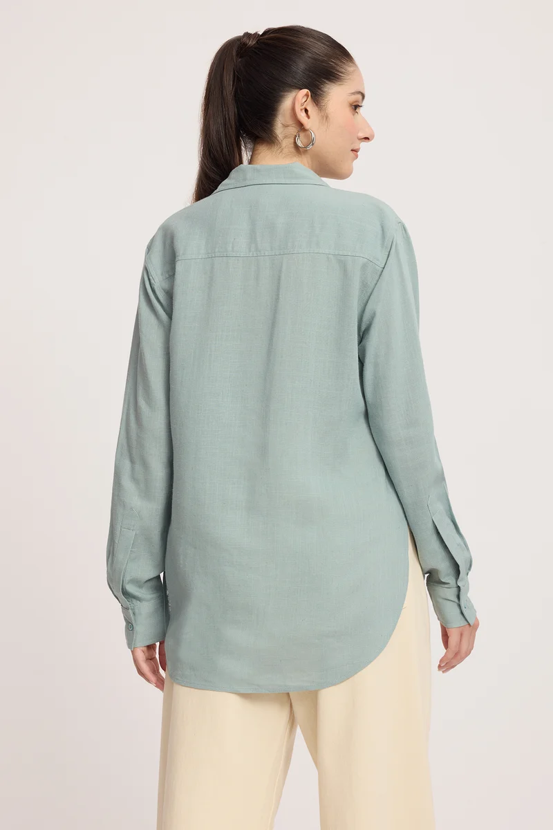 Farima|Relaxed Fit High-Low Hem Shirt
