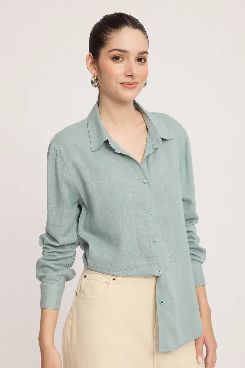 Farima|Relaxed Fit High-Low Hem Shirt