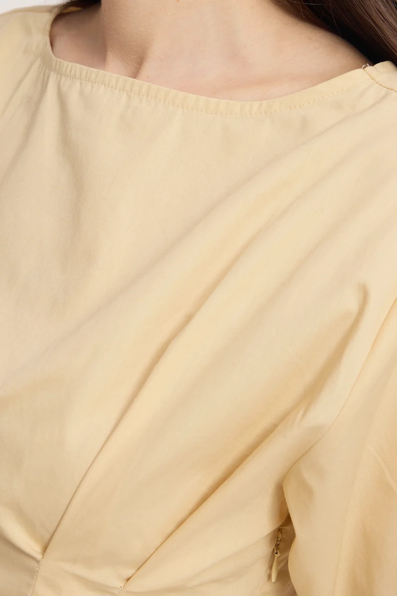 Tavsha|100% Cotton Cinched Waist Top