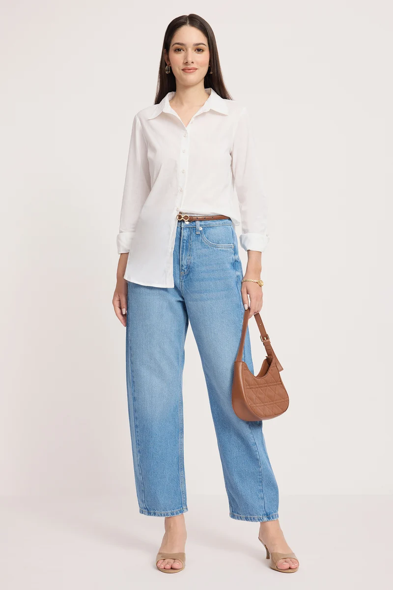 Niasin| 100% Cotton Shirt With Back Slit