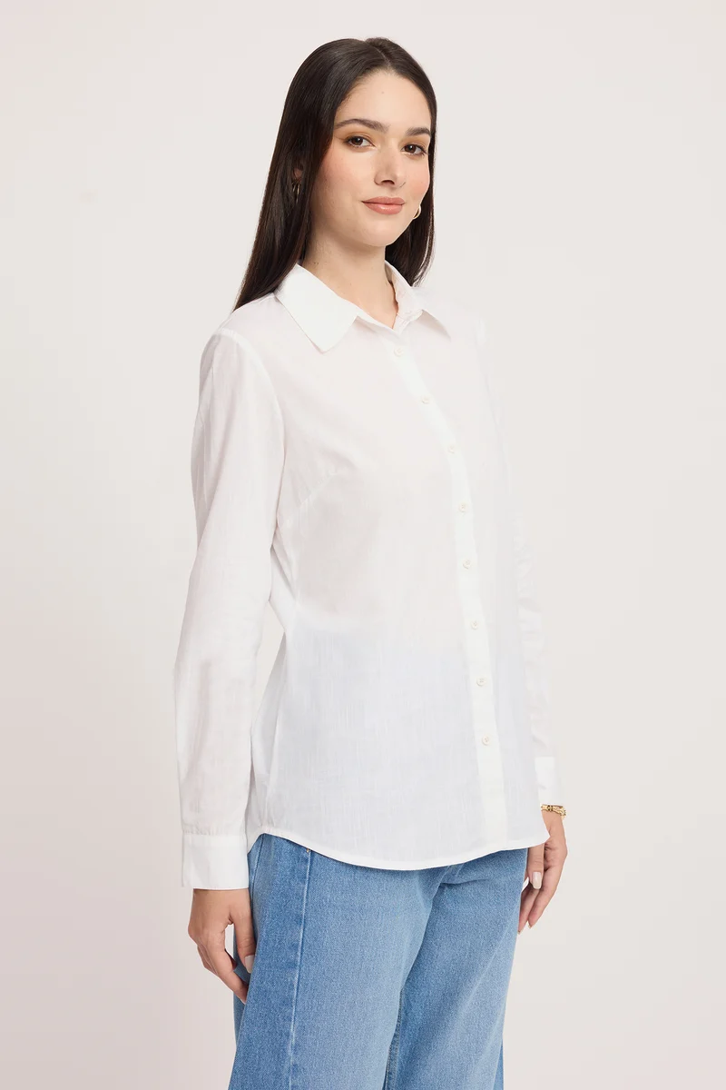 Niasin| 100% Cotton Shirt With Back Slit