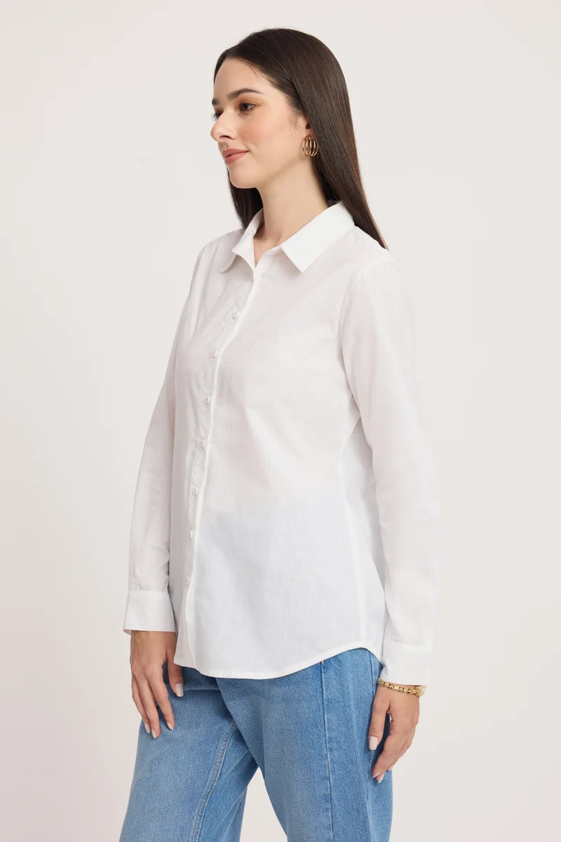 Niasin| 100% Cotton Shirt With Back Slit