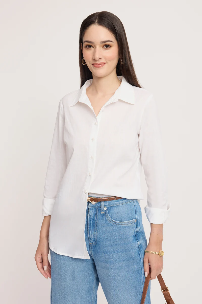 Niasin| 100% Cotton Shirt With Back Slit