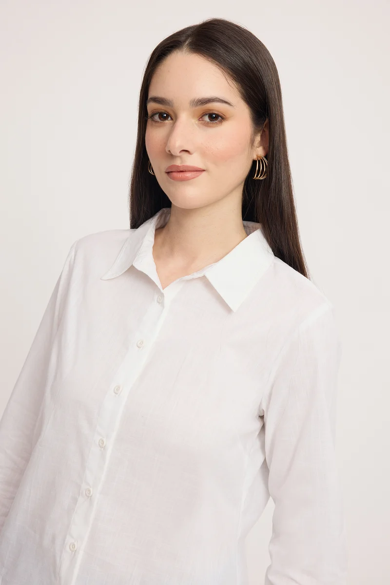 Niasin| 100% Cotton Shirt With Back Slit