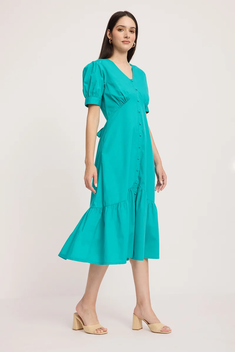Frera|100% Cotton Tier Hem Midi Dress