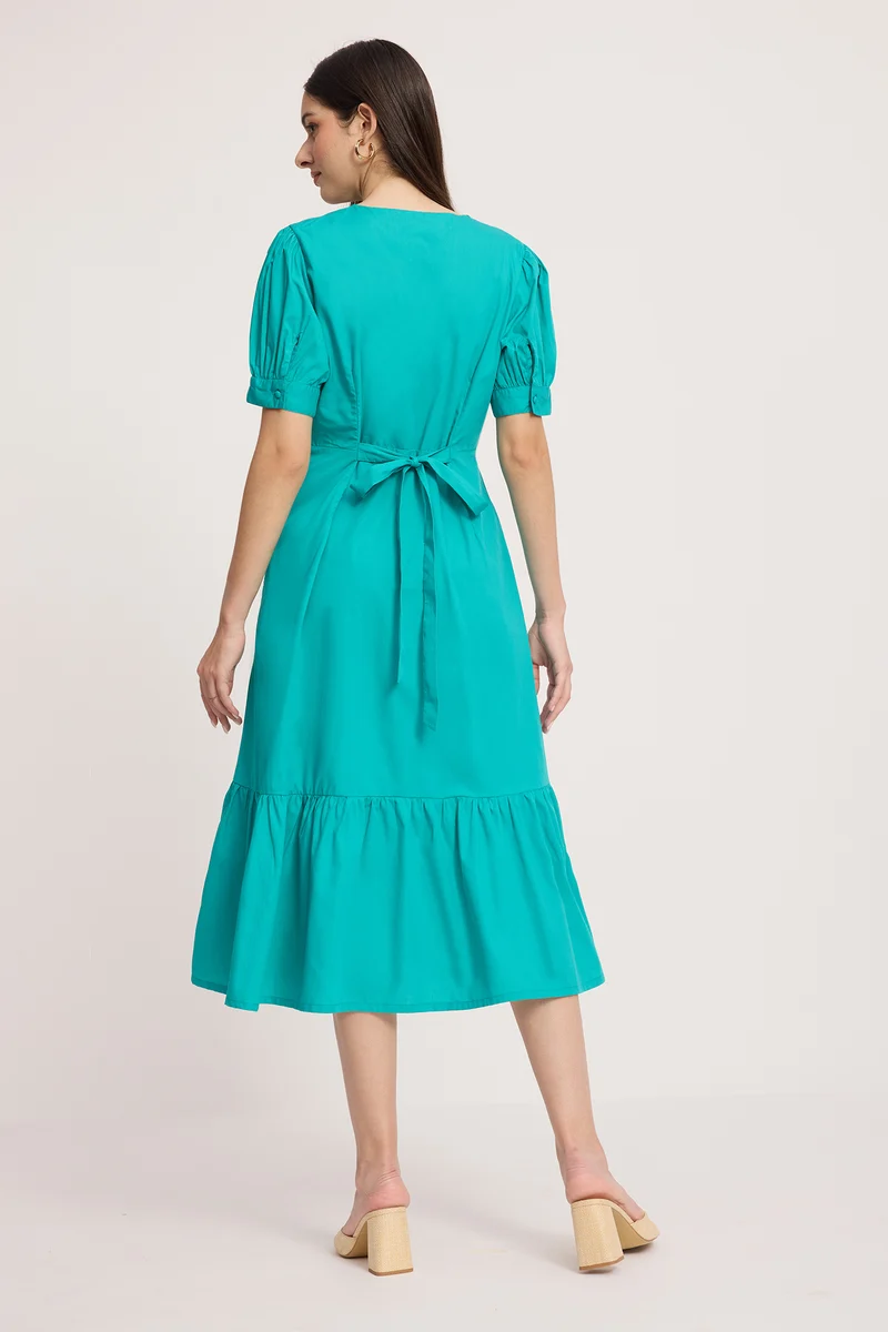 Frera|100% Cotton Tier Hem Midi Dress