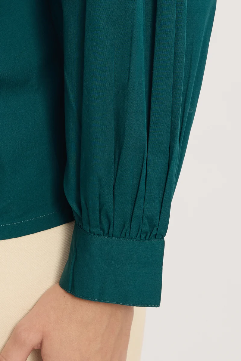 Aisva|100% Cotton Gathered Yoke Boxy Shirt