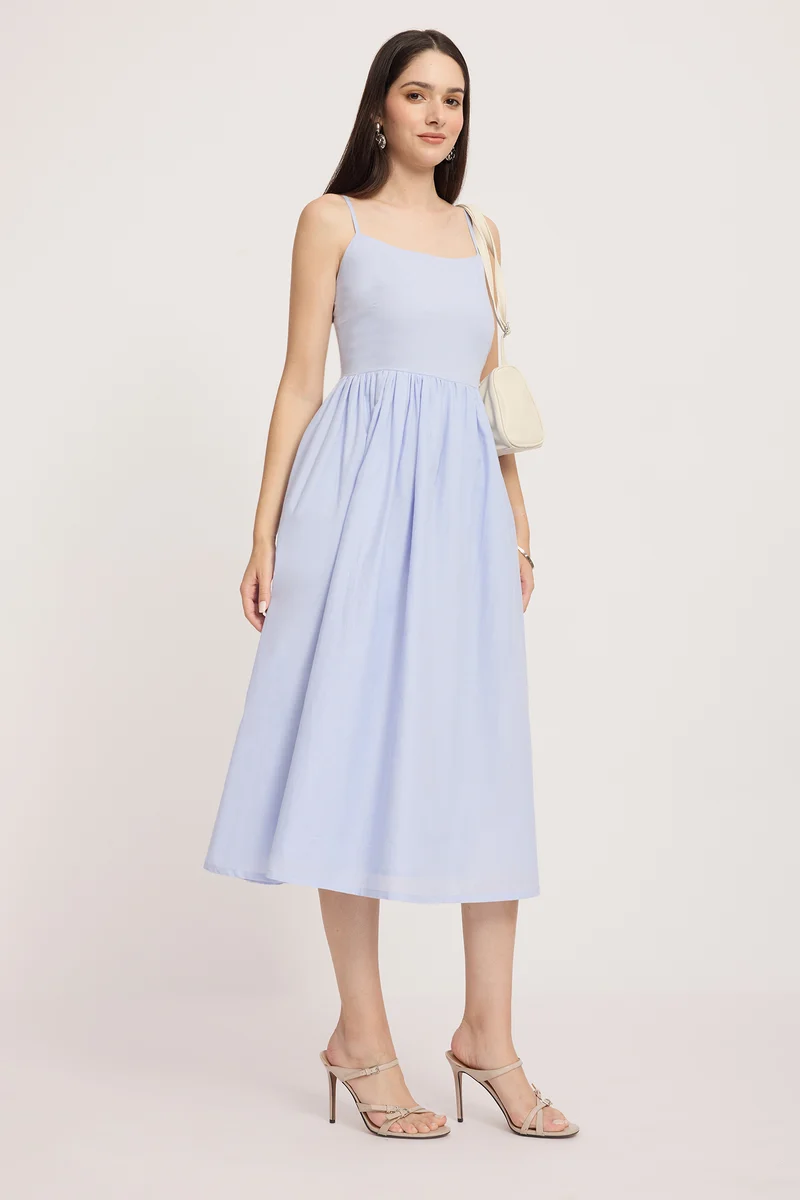 Yalietzi|100% Cotton Strappy Midi Dress