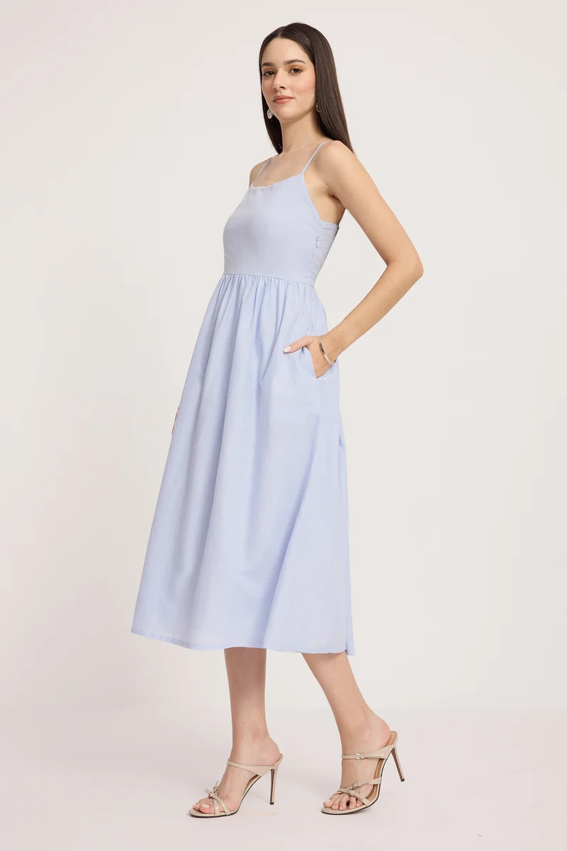 Yalietzi|100% Cotton Strappy Midi Dress