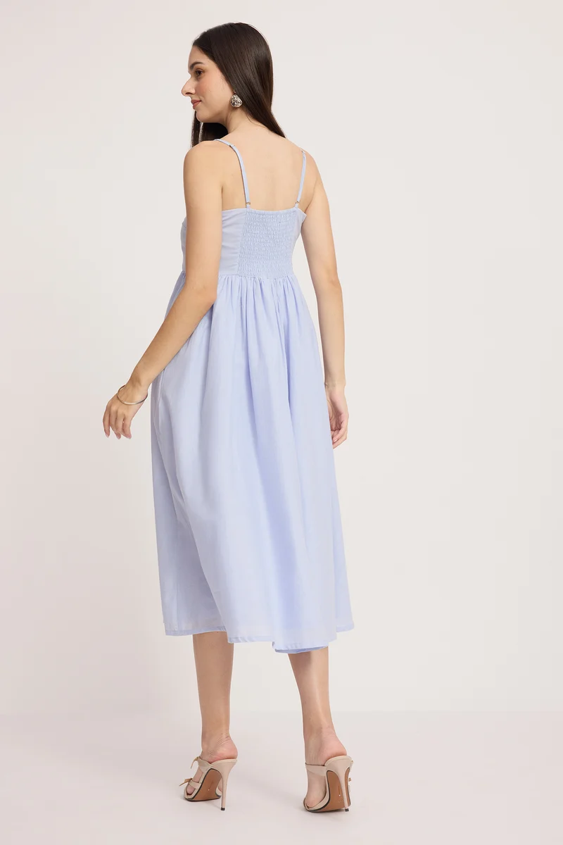 Yalietzi|100% Cotton Strappy Midi Dress