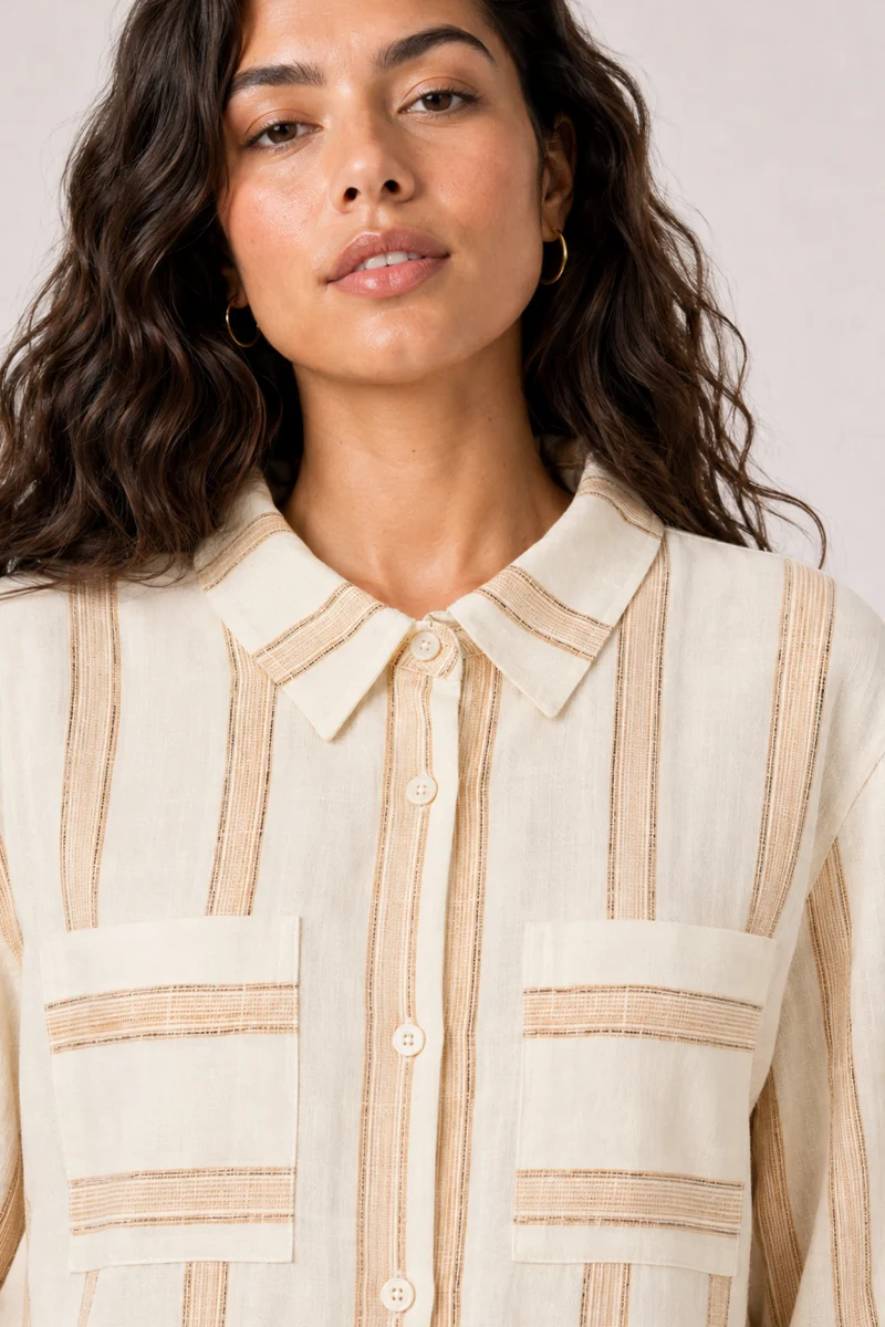Elaga|100% Cotton Checked Collared Utility Shirt