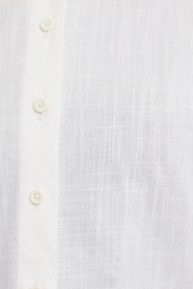 Rhiva|100% Cotton Tie-Up Puff Sleeve Shirt